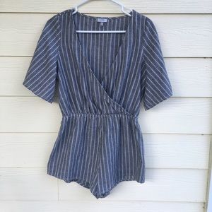 Tobi plunge striped romper